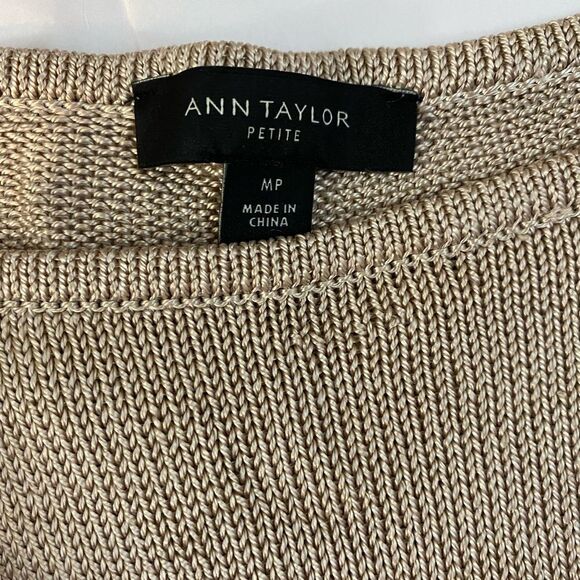 ANN Taylor petite size medium Gold slinky knit dolman sleeve tunic sweater - Picture 2 of 6